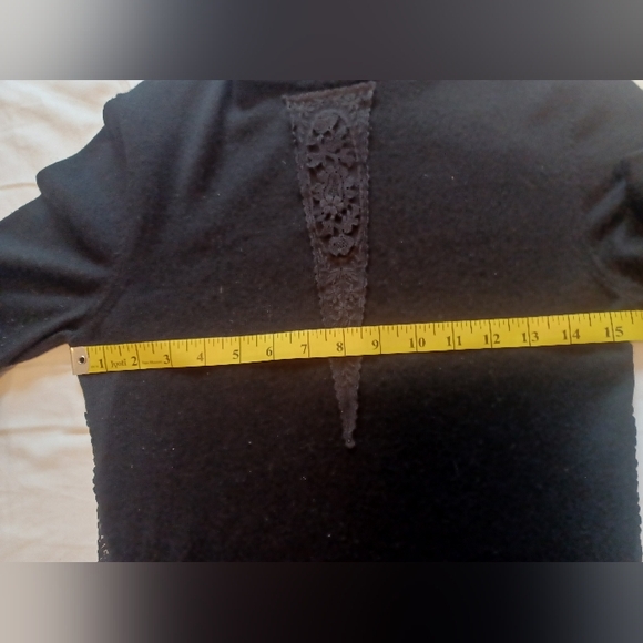 Comme des garçons wool turtleneck sweater S black lace inlets heart embroidery - Picture 5 of 8